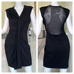 NWT Dex LBD Black Pleated Rushed Dress
